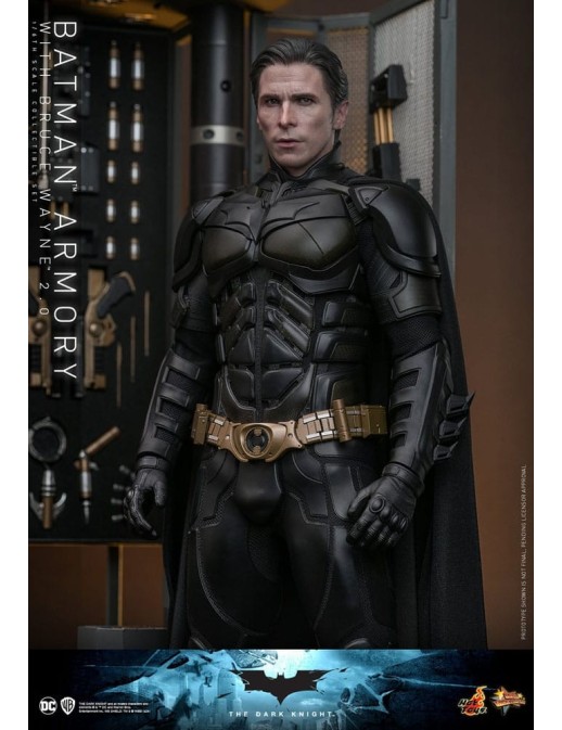 Hot Toys Movie Masterpiece The Dark Knight Batman Armory with Bruce Wayne 2.0 Version 1/6 Scale Collectible Figure Set