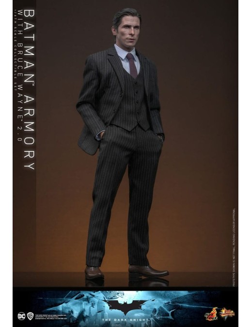Hot Toys Movie Masterpiece The Dark Knight Batman Armory with Bruce Wayne 2.0 Version 1/6 Scale Collectible Figure Set