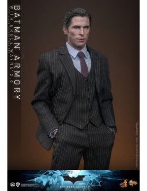 Hot Toys Movie Masterpiece The Dark Knight Batman Armory with Bruce Wayne 2.0 Version 1/6 Scale Collectible Figure Set