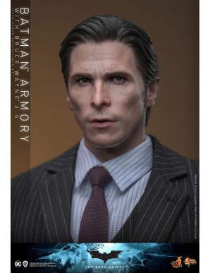 Hot Toys Movie Masterpiece The Dark Knight Batman Armory with Bruce Wayne 2.0 Version 1/6 Scale Collectible Figure Set