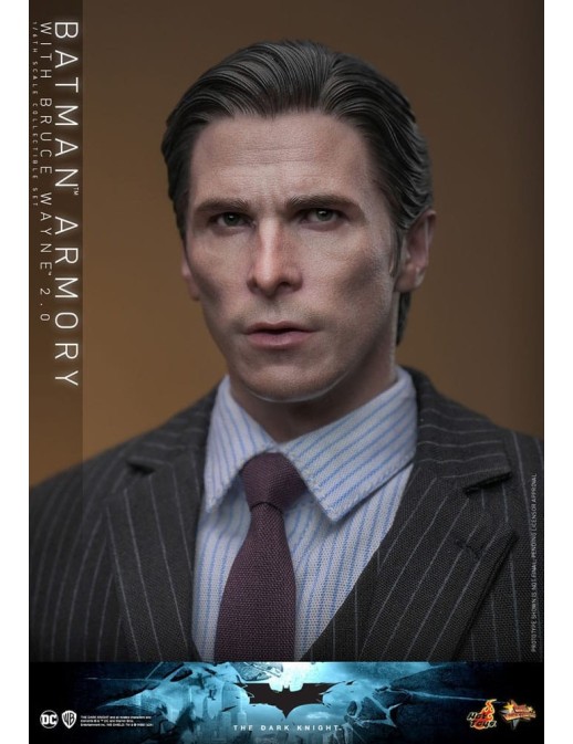 Hot Toys Movie Masterpiece The Dark Knight Batman Armory with Bruce Wayne 2.0 Version 1/6 Scale Collectible Figure Set