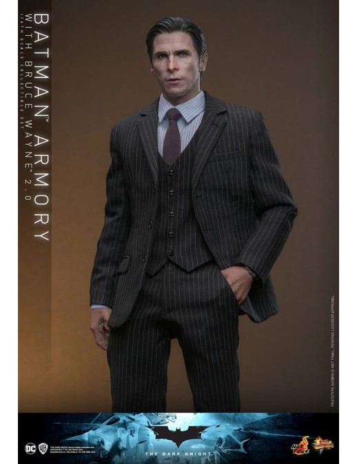 Hot Toys Movie Masterpiece The Dark Knight Batman Armory with Bruce Wayne 2.0 Version 1/6 Scale Collectible Figure Set