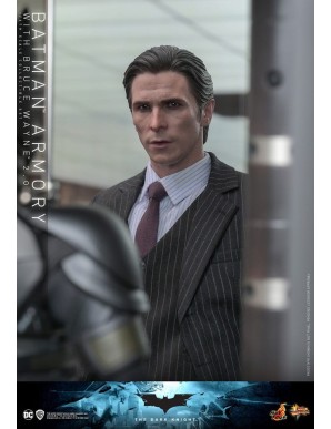 Hot Toys Movie Masterpiece The Dark Knight Batman Armory with Bruce Wayne 2.0 Version 1/6 Scale Collectible Figure Set