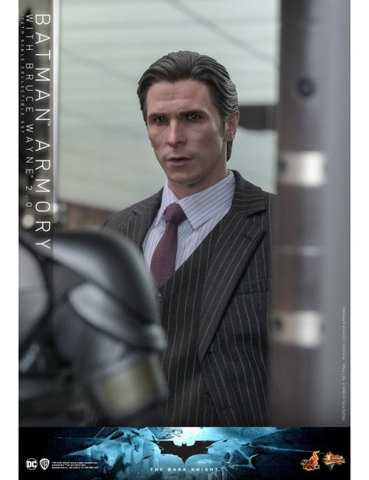 Hot Toys Movie Masterpiece The Dark Knight Batman Armory with Bruce Wayne 2.0 Version 1/6 Scale Collectible Figure Set