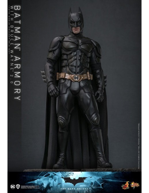 Hot Toys Movie Masterpiece The Dark Knight Batman Armory with Bruce Wayne 2.0 Version 1/6 Scale Collectible Figure Set