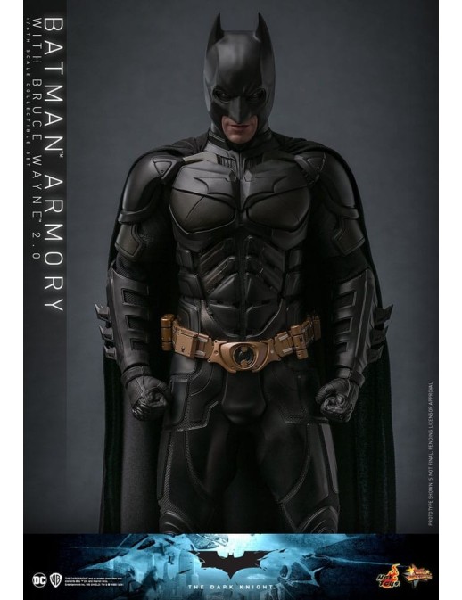 Hot Toys Movie Masterpiece The Dark Knight Batman Armory with Bruce Wayne 2.0 Version 1/6 Scale Collectible Figure Set