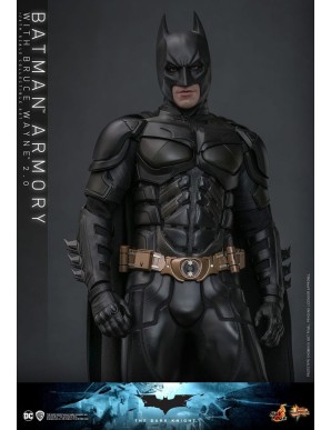 Hot Toys Movie Masterpiece The Dark Knight Batman Armory with Bruce Wayne 2.0 Version 1/6 Scale Collectible Figure Set