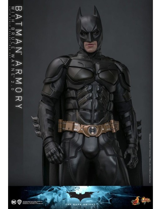 Hot Toys Movie Masterpiece The Dark Knight Batman Armory with Bruce Wayne 2.0 Version 1/6 Scale Collectible Figure Set