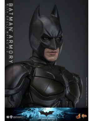 Hot Toys Movie Masterpiece The Dark Knight Batman Armory with Bruce Wayne 2.0 Version 1/6 Scale Collectible Figure Set