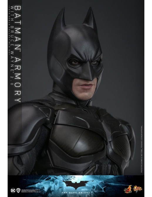 Hot Toys Movie Masterpiece The Dark Knight Batman Armory with Bruce Wayne 2.0 Version 1/6 Scale Collectible Figure Set