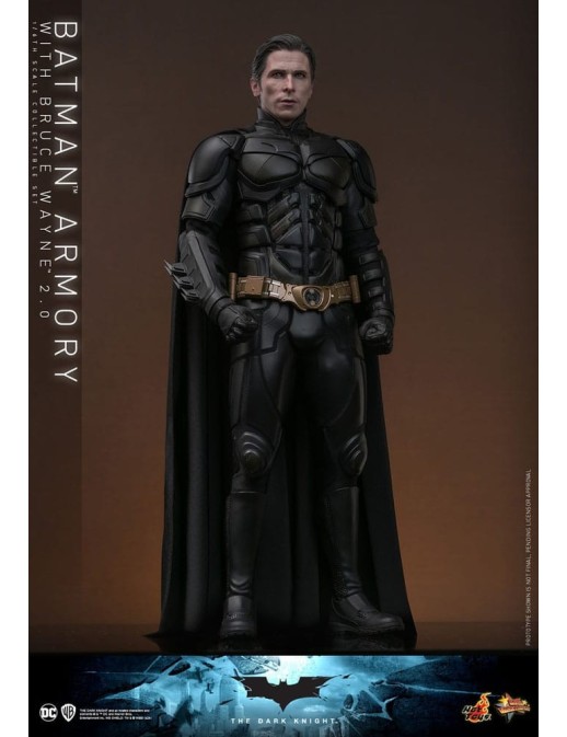 Hot Toys Movie Masterpiece The Dark Knight Batman Armory with Bruce Wayne 2.0 Version 1/6 Scale Collectible Figure Set