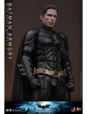Hot Toys Movie Masterpiece The Dark Knight Batman Armory with Bruce Wayne 2.0 Version 1/6 Scale Collectible Figure Set