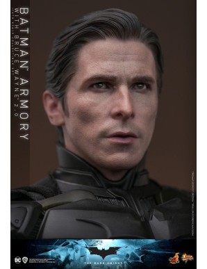 Hot Toys Movie Masterpiece The Dark Knight Batman Armory with Bruce Wayne 2.0 Version 1/6 Scale Collectible Figure Set