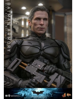 Hot Toys Movie Masterpiece The Dark Knight Batman Armory with Bruce Wayne 2.0 Version 1/6 Scale Collectible Figure Set