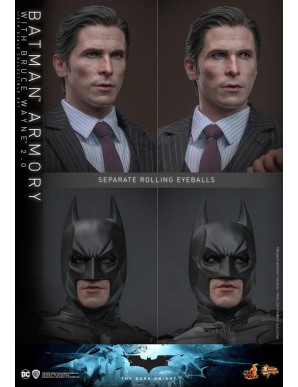 Hot Toys Movie Masterpiece The Dark Knight Batman Armory with Bruce Wayne 2.0 Version 1/6 Scale Collectible Figure Set