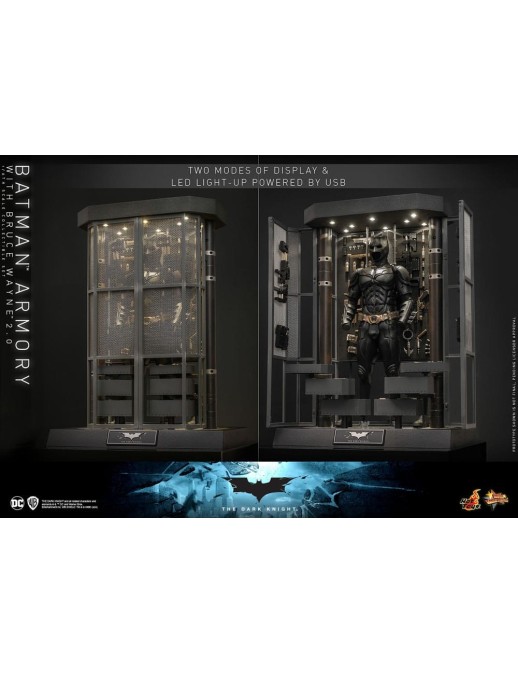 Hot Toys Movie Masterpiece The Dark Knight Batman Armory with Bruce Wayne 2.0 Version 1/6 Scale Collectible Figure Set