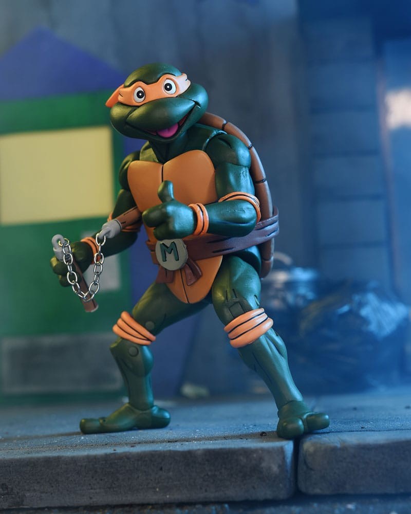 NECA TEENAGE MUTANT NINJA TURTLES VHS ANIMATED SERIES PIZZA CLUB MICHELANGELO MICHELANGELO
