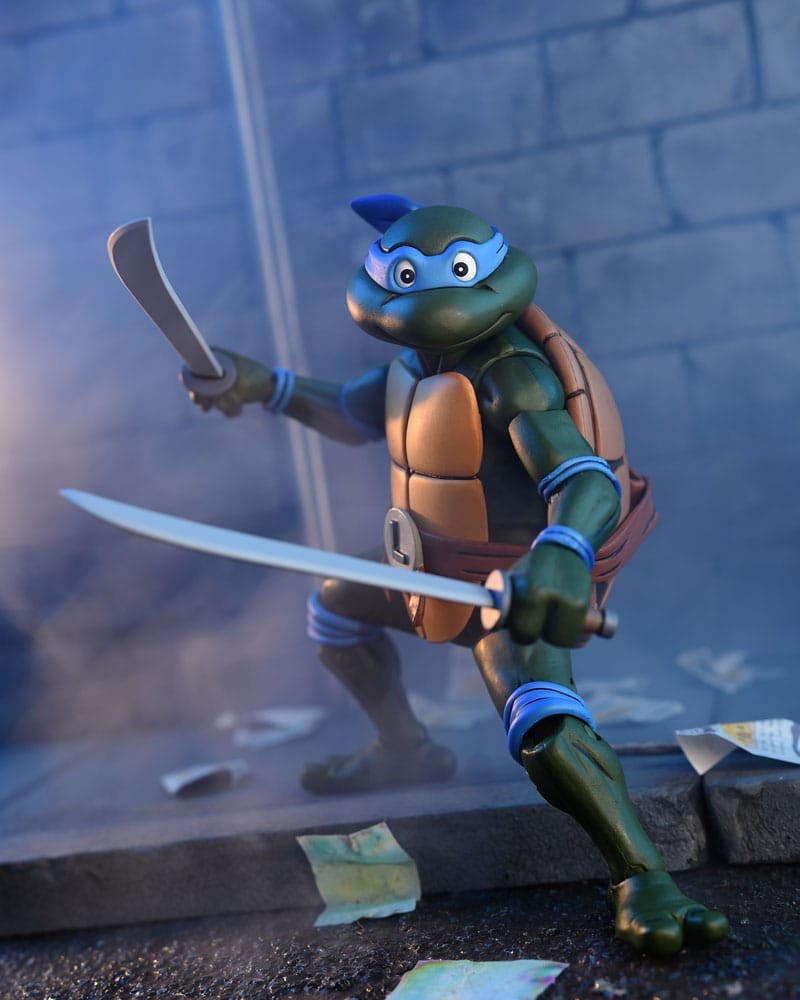 NECA TEENAGE MUTANT NINJA TURTLES VHS ANIMATED SERIES PIZZA CLUB LEONARDO