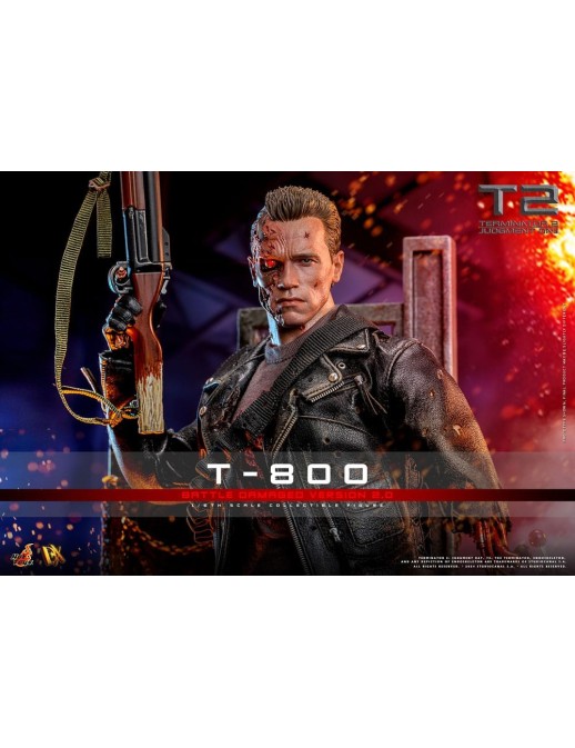 Hot Toys Movie Masterpiece Terminator 2 Judgement Day T-800 Battle Damaged Version 2.0 1/6 Scale Collectible Figure