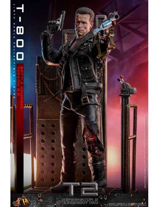 Hot Toys Movie Masterpiece Terminator 2 Judgement Day T-800 Battle Damaged Version 2.0 1/6 Scale Collectible Figure