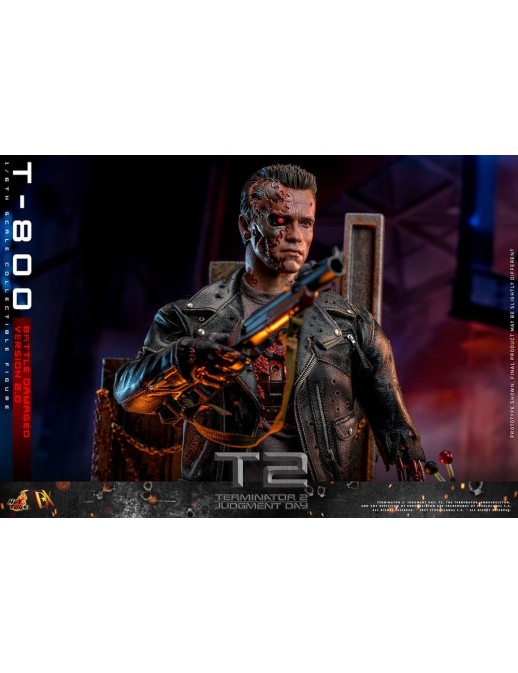 Hot Toys Movie Masterpiece Terminator 2 Judgement Day T-800 Battle Damaged Version 2.0 1/6 Scale Collectible Figure