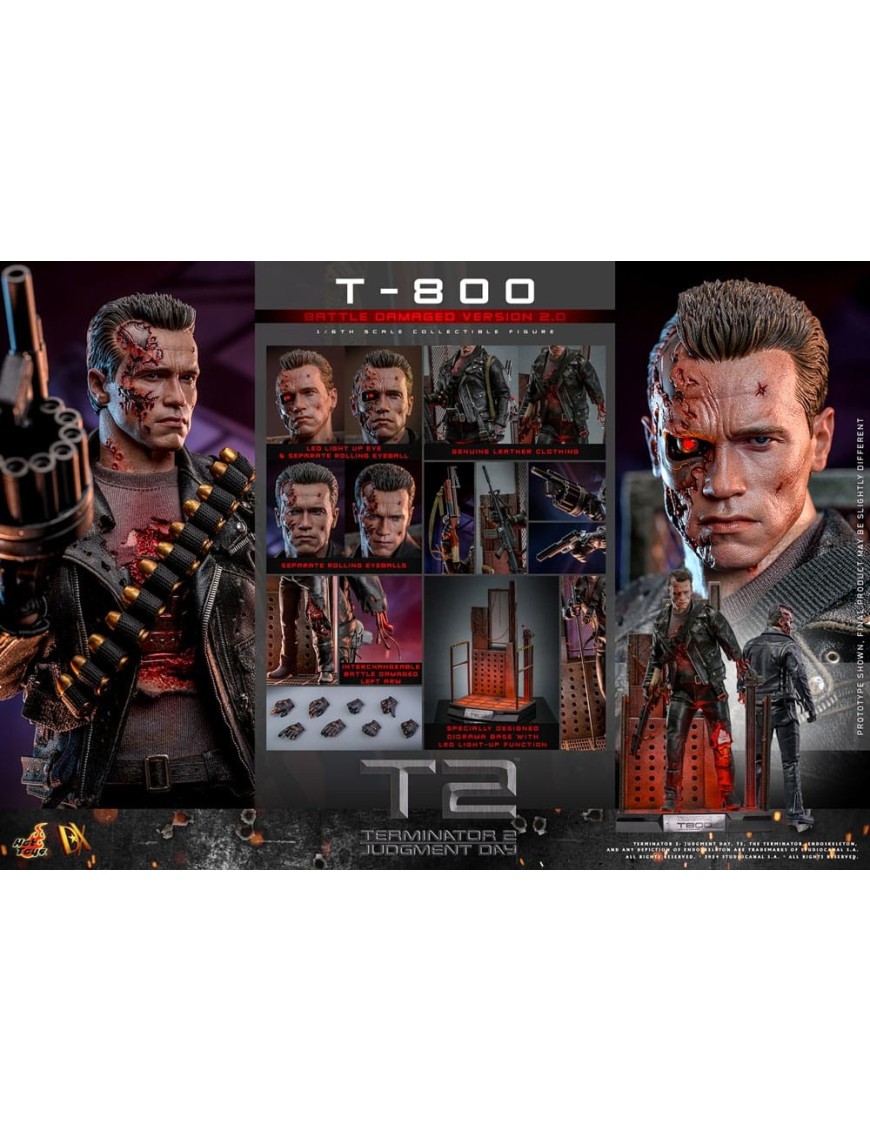 Hot Toys Movie Masterpiece Terminator 2 Judgement Day T-800 Battle Damaged Version 2.0 1/6 Scale Collectible Figure Hot Toys Movie Masterpiece Terminator 2 Judgement Day T-800 Battle Damaged Version 2.0 1/6 Scale Collectible Figure
