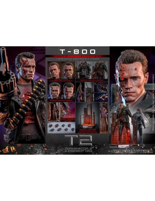 Hot Toys Movie Masterpiece Terminator 2 Judgement Day T-800 Battle Damaged Version 2.0 1/6 Scale Collectible Figure