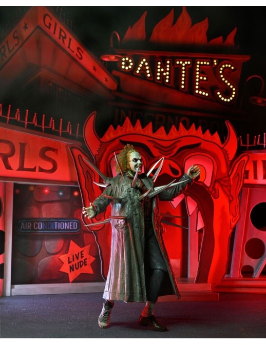 Neca Beetlejuice 1988 Ultimate Beetlejuice Trenchcoat with Spikes Inferno Room Deluxe Set
