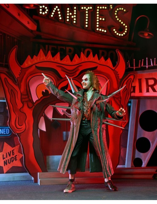 Neca Beetlejuice 1988 Ultimate Beetlejuice Trenchcoat with Spikes Inferno Room Deluxe Set