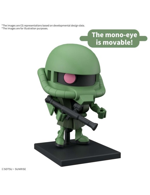 Bandai Gunpla-kun Model Series  1/1 Scale Mobile Suit Gundam MS-06F Zakupla-kun Runner Vesion with Reproduction Parts