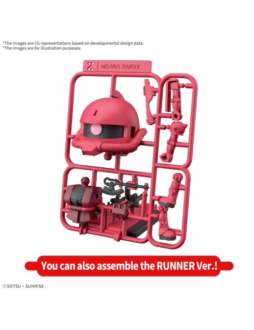 Bandai Gunpla-kun Model Series  1/1 Scale Mobile Suit Gundam MS-06S Zaku-kun Runner Vesion with Reproduction Parts