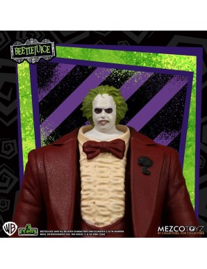 Mezco Beetlejuice Series 5 Points Beetlejuice Red Tux & Striped Suit Figure Set
