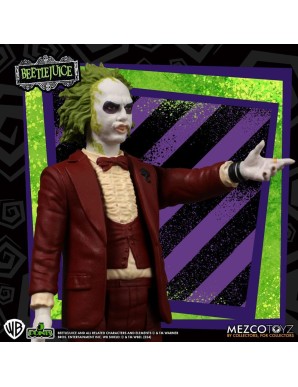 Mezco Beetlejuice Series 5 Points Beetlejuice Red Tux & Striped Suit Figure Set