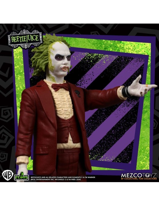 Mezco Beetlejuice Series 5 Points Beetlejuice Red Tux & Striped Suit Figure Set