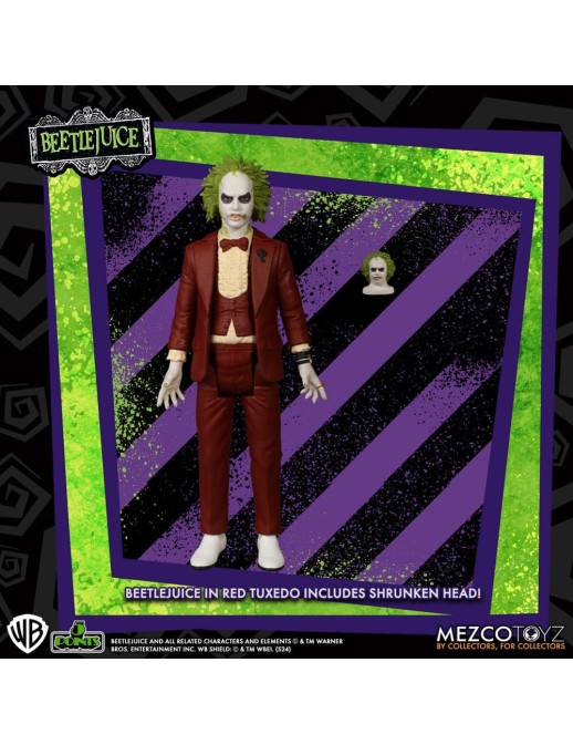 Mezco Beetlejuice Series 5 Points Beetlejuice Red Tux & Striped Suit Figure Set