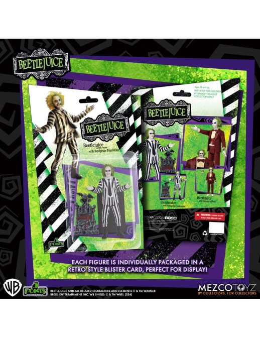 Mezco Beetlejuice Series 5 Points Beetlejuice Red Tux & Striped Suit Figure Set