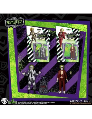 Mezco Beetlejuice Series 5 Points Beetlejuice Red Tux & Striped Suit Figure Set