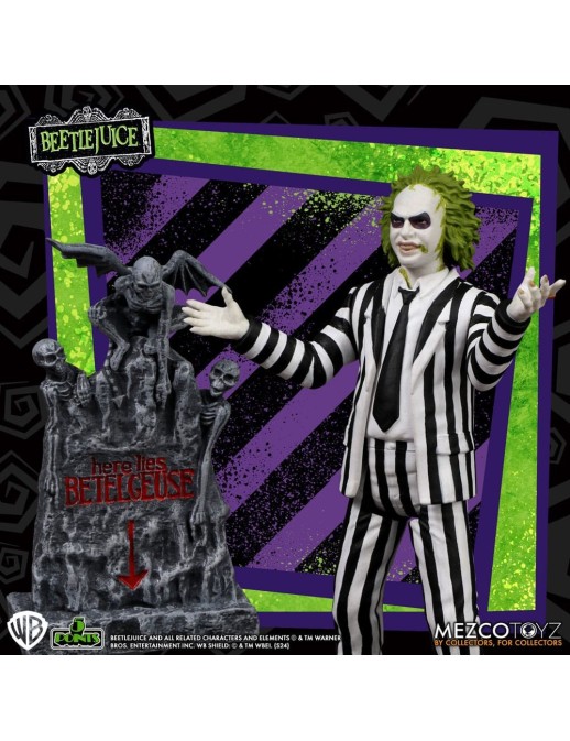 Mezco Beetlejuice Series 5 Points Beetlejuice Red Tux & Striped Suit Figure Set