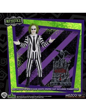 Mezco Beetlejuice Series 5 Points Beetlejuice Red Tux & Striped Suit Figure Set