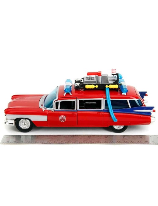 Jada Toys Diecast Model 1/24 Scale Ghostbusters X Transformers Ecto-1 Optimus Prime Limited Edition