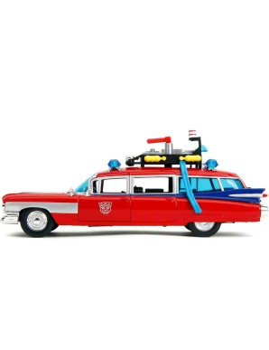 Jada Toys Diecast Model 1/24 Scale Ghostbusters X Transformers Ecto-1 Optimus Prime Limited Edition