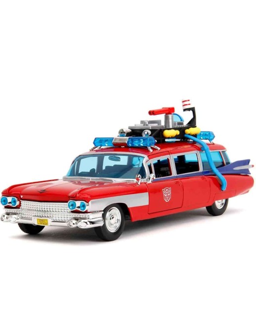 Jada Toys Diecast Model 1/24 Scale Ghostbusters X Transformers Ecto-1 Optimus Prime Limited Edition
