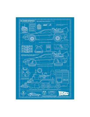 Fanattik Back to the Future Art Print Time Machine Blueprint Limited Edition
