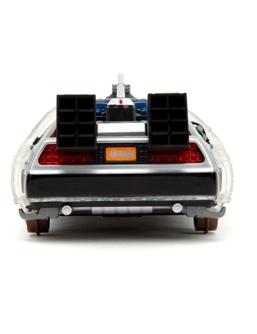 Jada Toys Diecast Model 1/24 Scale Back To The Future III DMC Delorean Time Machine Railroad Wheels