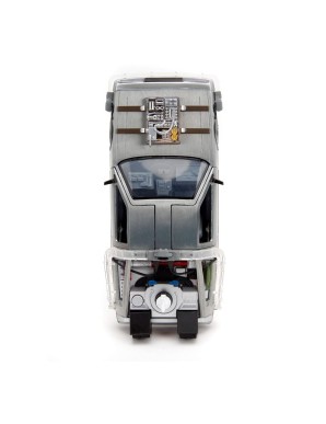 Jada Toys Diecast Model 1/24 Scale Back To The Future III DMC Delorean Time Machine Railroad Wheels