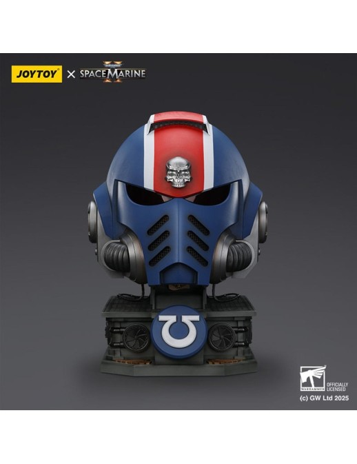 Joy Toy Warhammer 40,000 Space Marine 2 Ultramarines Lieutenant Titus Helmet Replica with Display Stand