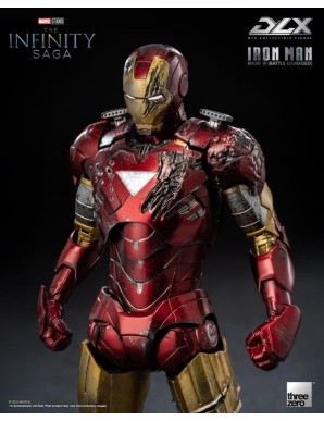 Threezero Avengers Infinity Saga DLX Collectible Figure Iron Man Mark VI Battle Damaged 1/12 Scale