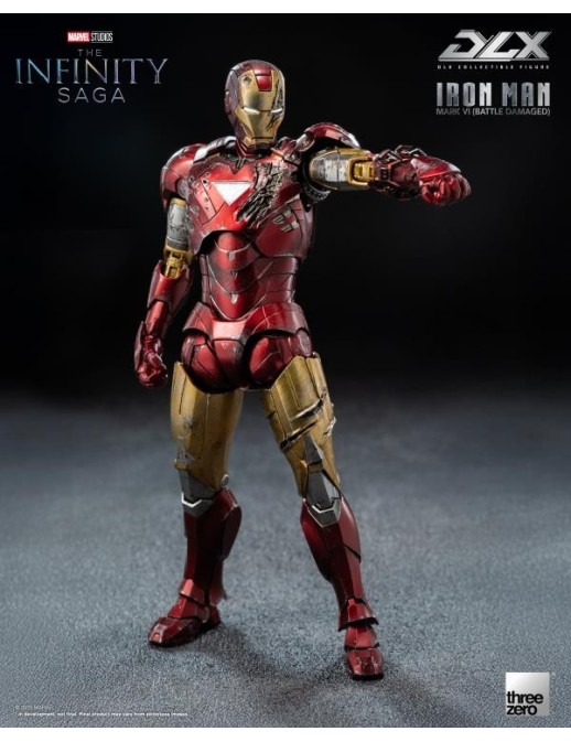 Threezero Avengers Infinity Saga DLX Collectible Figure Iron Man Mark VI Battle Damaged 1/12 Scale