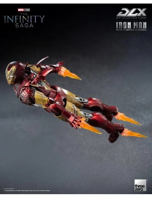 Threezero Avengers Infinity Saga DLX Collectible Figure Iron Man Mark VI Battle Damaged 1/12 Scale