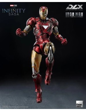 Threezero Avengers Infinity Saga DLX Collectible Figure Iron Man Mark VI Battle Damaged 1/12 Scale